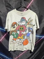 Vtg 90s Looney Tunes T Shirt L Bugs Taz Wile Coyote Hip Hop Double Sided 1993