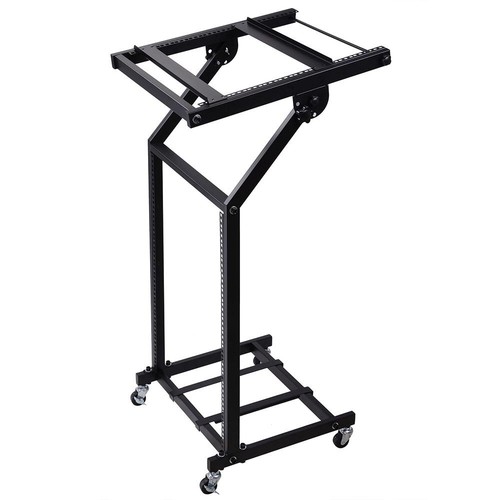 AW Adjustable Rack Mount Studio Equipment Rolling DJ Mixer Stand Stage