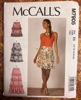 McCalls M7905 Misses Semi Fitted Skirt w/ Flounces Sewing Pattern Sizes 14-22