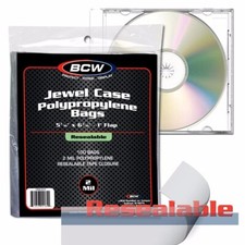 200 BCW Resealable Jewel Case Poly Bags w/ Flap Archival Quality Protection DEAL