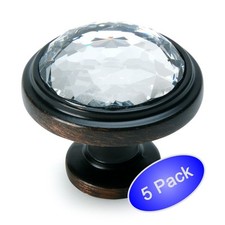 5 Pack Cosmas 5317ORB-C Oil Rubbed Bronze Clear Glass Round Cabinet Knob
