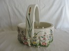 Italian Ancora Ceramic Pottery Woven Design Basket with Painted Floral Motif — photo 1