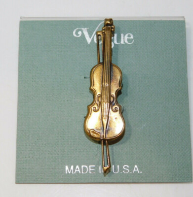 Broche-barrette VOGUE En Forme De Violon/violoncelle - Ton Doré - Neuf Avec étiquettes