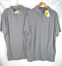 2- All In Motion Men 2XL Golf Polo Gray Short Sleeve Knit New W/ Tags