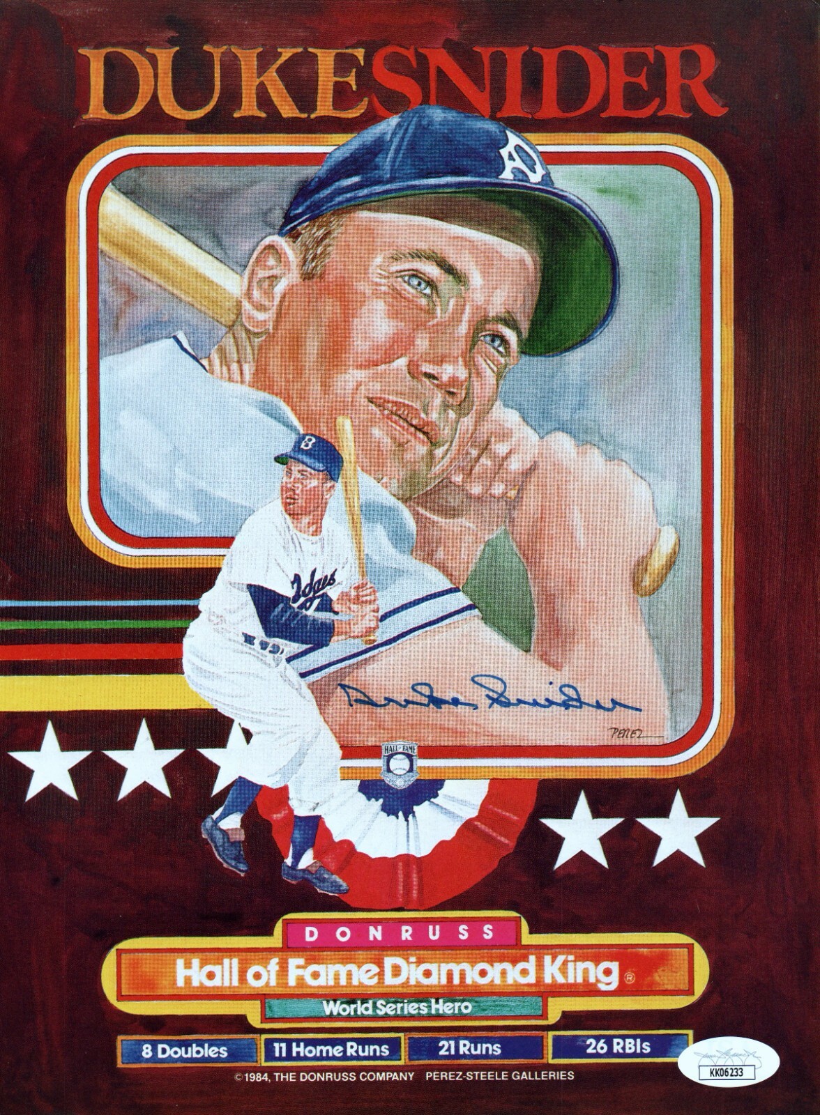 Duke Snider Autographed Signed Baseball HOF 8x11 Photo with JSA COA 