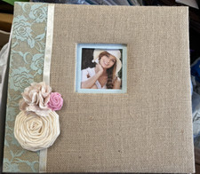 K  Company 12 x 12 Burlap Scrapbook Post Bound Album OPEN BOX