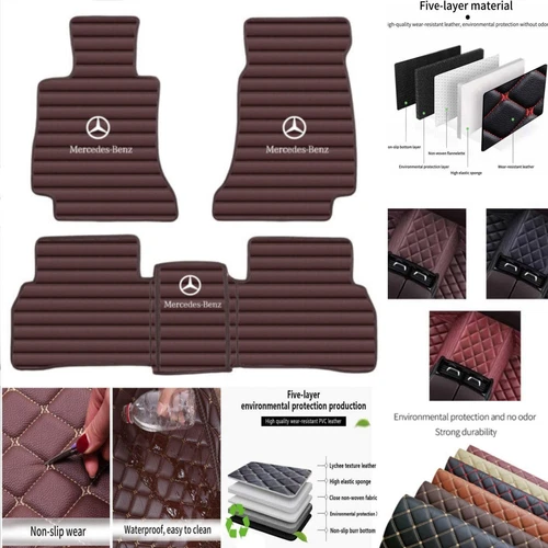 For Mercedes Benz Models 1995-2025 Car Floor Mats Carpets Luxury Leather Rugs - Bild 5 von 30