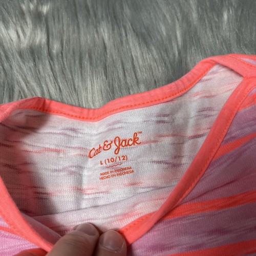 Cat & Jack Pink Neon Striped Dress Large 10/12 - Picture 4 of 8