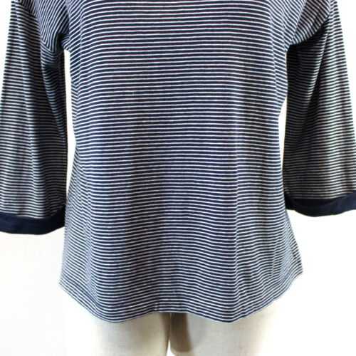 J.JILL Plus Navy Blue Striped 3/4 Sleeve Crew Neck Knit Top Blouse 2X - Picture 4 of 9