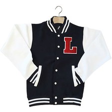 Varsity Baseball Jacket Unisex Personalised With Genuine Us College Letter L