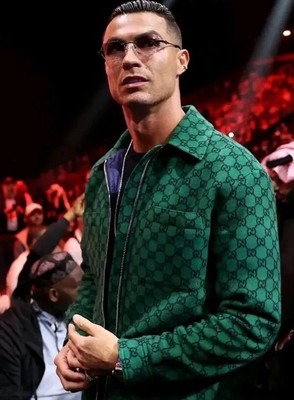 Men's Cristiano Ronaldo Flannel Padded Green Wool Jacket for Men Gift