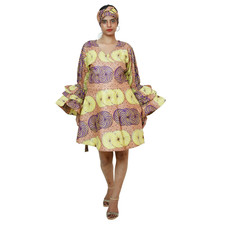 African Women's Short Printed Wrap Dress - FI-3065