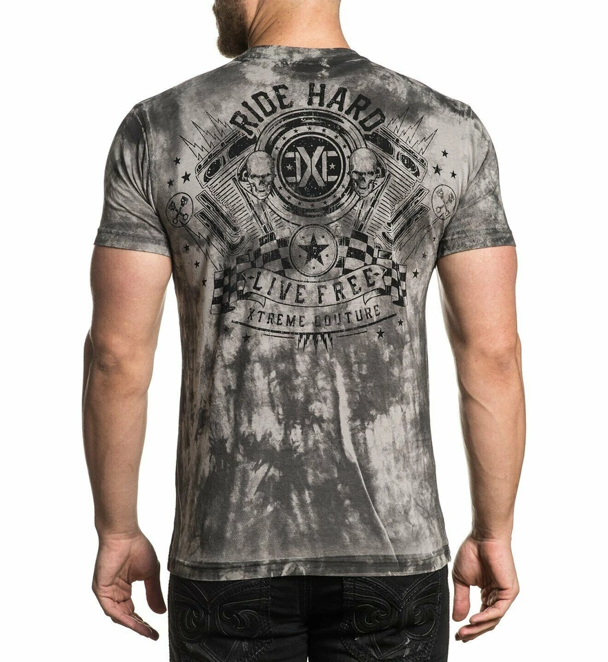 Xtreme Couture By Affliction Oil Slick Calavera Mma UFC Motero Tatuajes Camiseta - Imagen 2 de 3