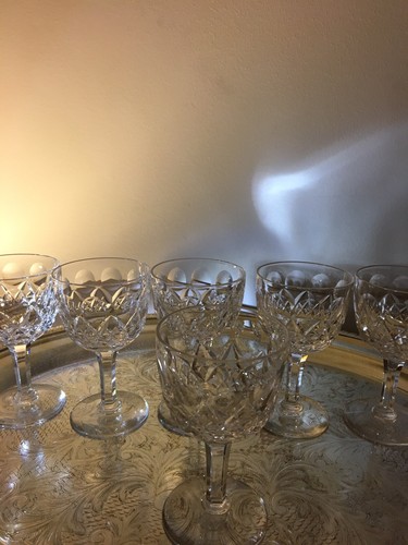 Beautiful set or 6 vintage Stuart " Park lane " claret wine glasses, England - Picture 3 of 11