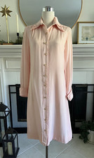 Vtg 60s 70s Travilla Pink Shirt Dress Sz 8 Sheath Lovely Detail