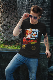 Super Mario Bros. 1 NES Cover T-Shirt Unisex Cotton Adult Funny Video Game New