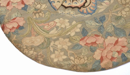 18C Chinese Silk Embroidery Textile Kesi Kossu Round Medallion Panel Moth Flower - Picture 5 of 12