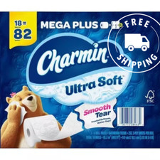 Charmin Ultra-Soft Smooth Tear Toilet Paper Rolls 18 Mega Plus Rolls 