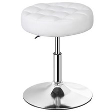 Adjustable Round Ottoman Stool Vanity Stool Chair PU Leather Swivel Makeup Stool