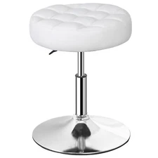 Adjustable Round Ottoman Stool Vanity Stool Chair PU Leather Swivel Makeup Stool