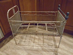 vintage metal doll crib