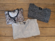 LADIES SMALL KNITWEAR BUNDLE 2 CROP JUMPERS 1 CROPPED CARDIGAN SIZE M