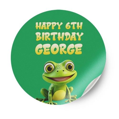 Personalised Frog Design Any Name Birthday Stickers Party Decoration Label 42 - Picture 6 of 11