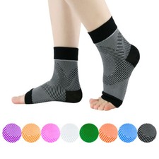 Copper Ankle Brace Compression Sleeve Support Socks Foot Fasciitis Pain Relief