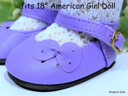 LAVENDER w/Side Bow MARY JANES fits 18" American Girl DOLL SHOES