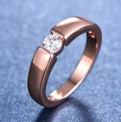 2Ct Lab Created Diamond Solitaire Engagement Ring Solid 18K Rose Gold Finish