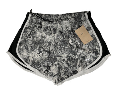 Nike Running Shorts Womens Medium Dri FIT Tempo Printed 3 Inch Black Photon Dust