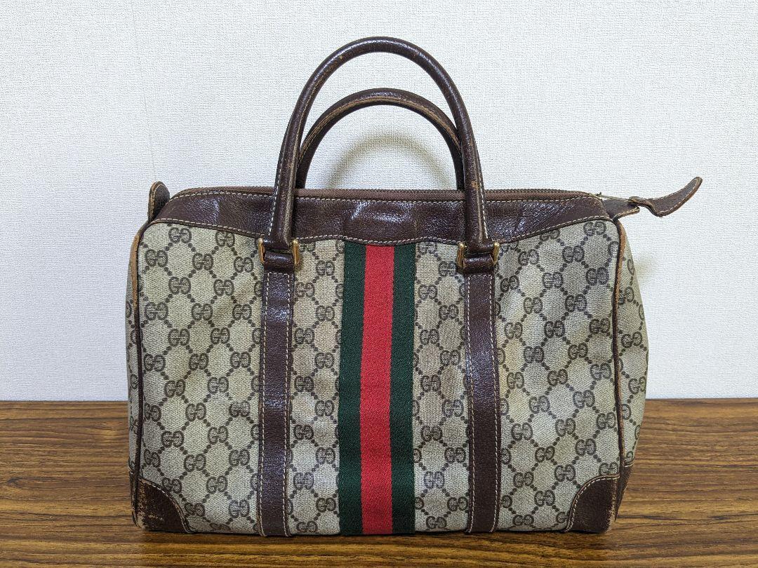 GUCCI Vintage Sherry Line Womens Boston Bag Used Condition GUCCI Vintage Sherry Line Womens Boston Bag Used Condition