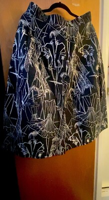 NWT Orig $2990 AKRIS black embroidered  Denim Skirt Sz. 38 US 8