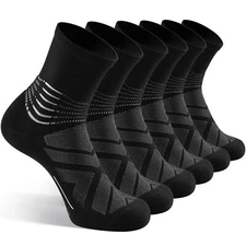 Compression Ankle Support Crew Socks Men Women Coolmax Wicking Plantar Fascii...