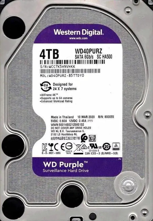 WD40PURZ 4TB 7.2K SATA 3.5