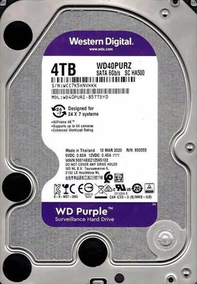 WD Purple 4TB WD40PURZ 3.5インチHDD（N74/75) Western Digital WD40PURZ 4TB 5.4K RPM 3.5'' SATA Internal HDD