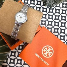 NEW TORY BURCH TBW2026 IVORY DIAL TWO TONE BRACELET BAND GIGI 28 MM WOMENS WATCH