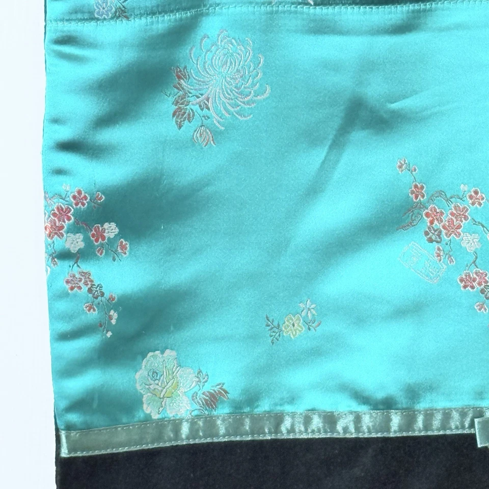 复古 Y2K 托特包旧海军蓝亚洲印花天鹅绒旅行 — 第 4/4 张图片