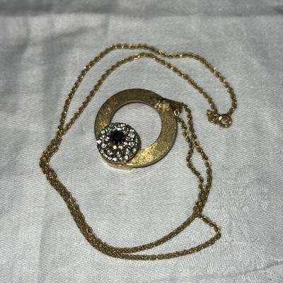 VTG Vogue Swiss Pendant Watch Rhinestone MCM Mod 17J Incabloc Working 24  Chain
