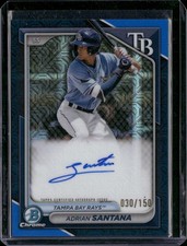 2024 Bowman #BMA-AS Adrian Santana Chrome Mojo Blue Auto Refractor #/150
