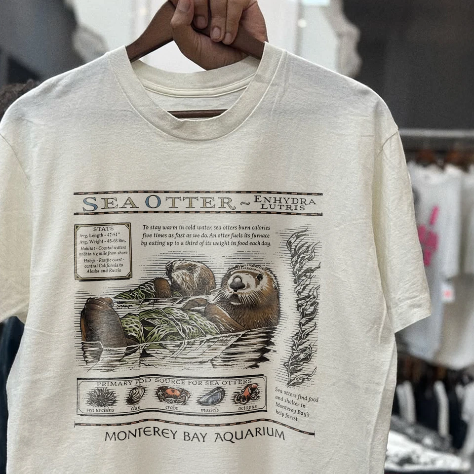 SEA OTTER GRAPHIC 🦦HOT!🔥M0NTEREY BAY AQUARIUM (90s TAYLOR ENERGY) WHITE TSHIRT - Image 3 of 3