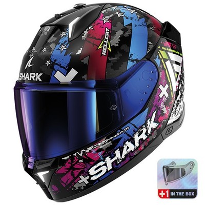 Shark SKWAL i3 Hellcat schwarz/chrom/blau Sport Touring Urban Motorrad Helm...