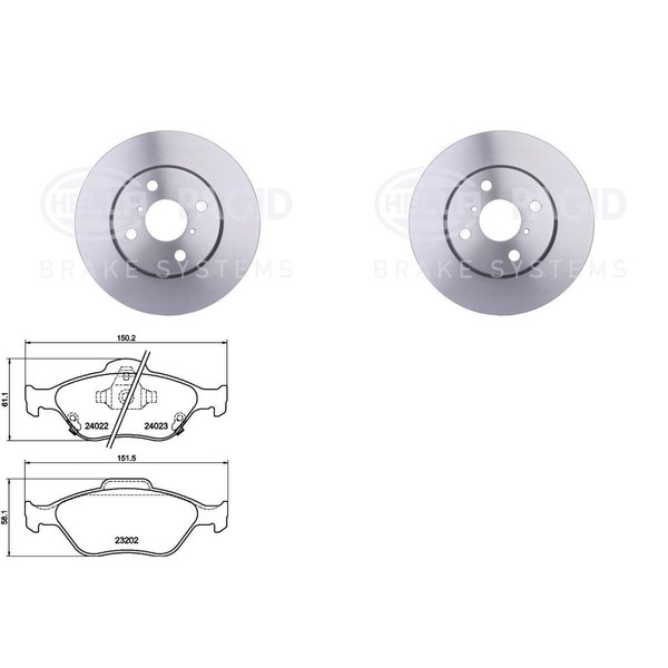 Hella Bremsscheiben + BelÄGe 258Mm Vorne Passend FüR Toyota Yaris P9 P13-image