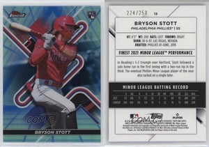 2022 Topps Finest Blue/Aqua Vapor Refractor /250 Bryson Stott #13 Rookie RC