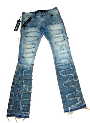 Jordan Craig Martin Stacked Ripple Effect Jeans blue Ombre 34X36 New JTF1130