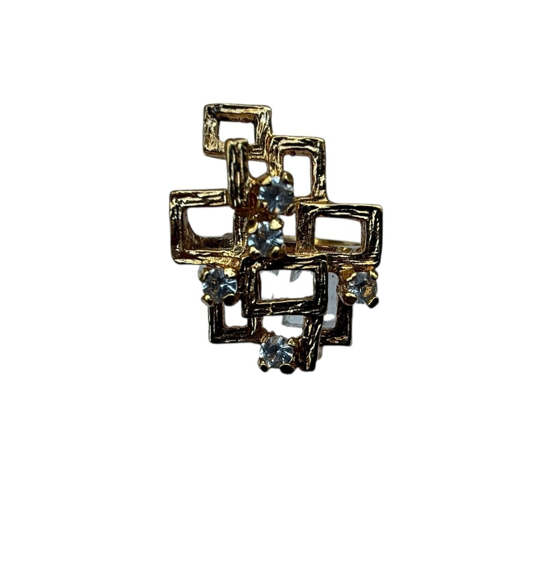 Brutalist Square Stack Art Deco Style RING SIZE 6 - image 1