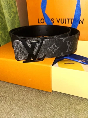 LOUIS VUITTON レザーベルト LB0015 ブラック Louis Vuitton Leather Black Belts for Men for sale | eBay