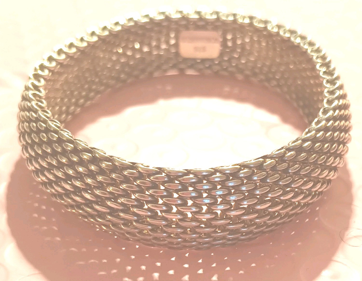 Tiffany & Co Somerset Sterling Silver Mesh Bangle Bracelet 925