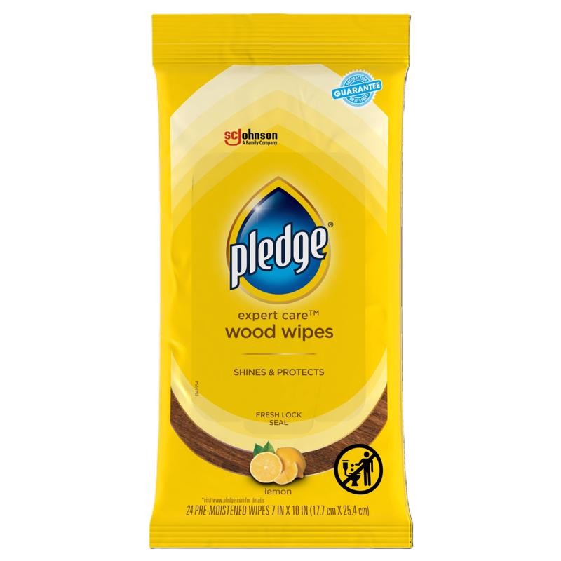 Pledge 72807 Lemon Scented Pre-Moistened Cloth Wipes 7 x 10 in. 24 ct