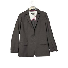 Ann Taylor Blazer Womens 8 Grey Virgin Wool Blend Career Business Jacket Lined